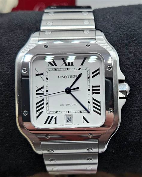 cartier santos white dial|cartier santos xl diamond.